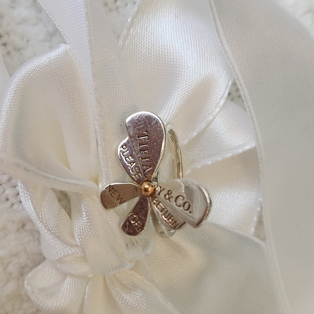 Tiffany & Co. Silver and Gold Bow Ring